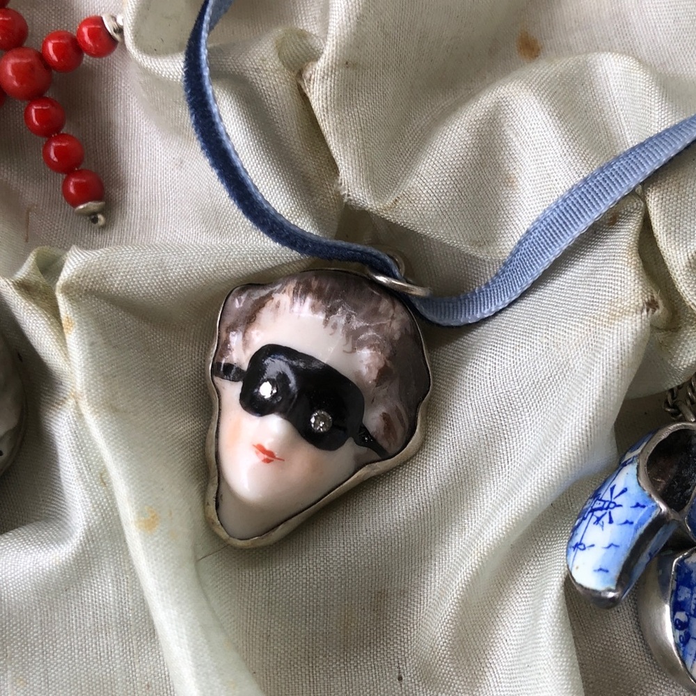 Georgian patch box masked charm locket